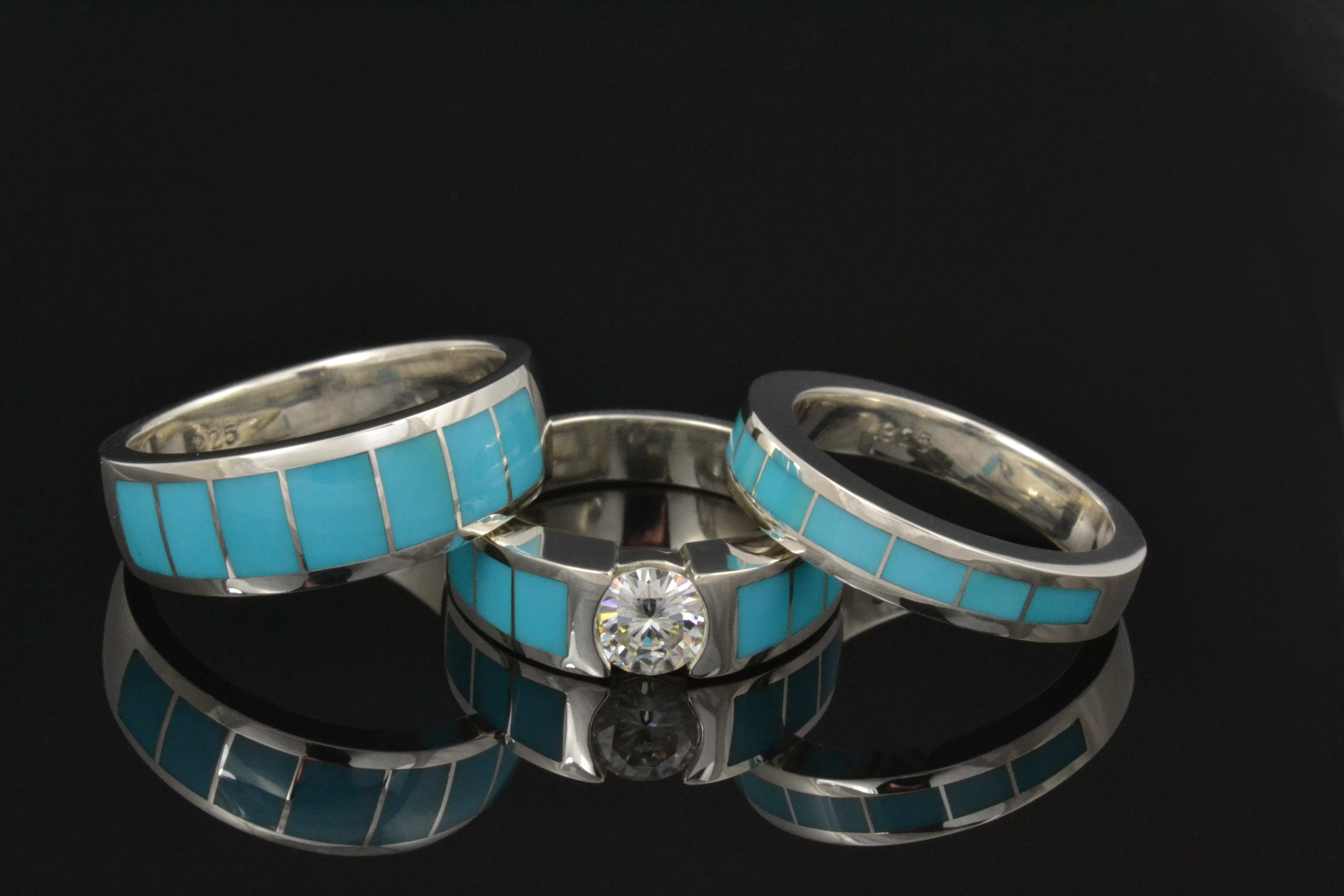Turquoise wedding rings sets